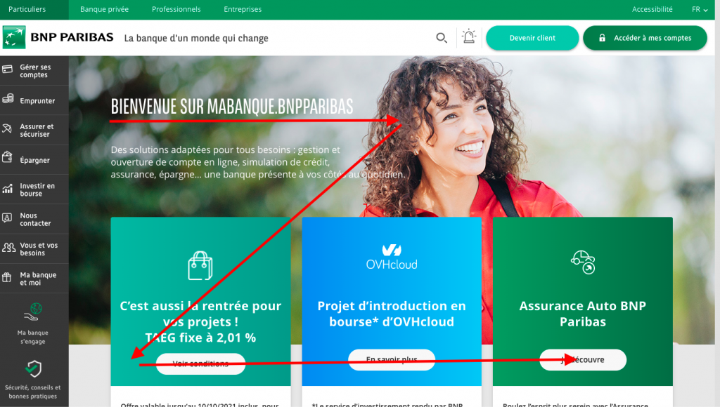 BNP Paribas home page and reading in Z